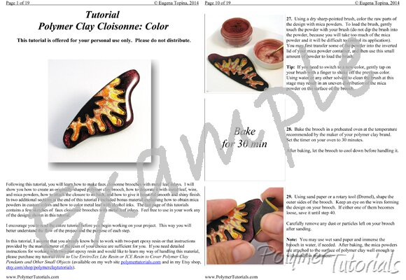 Image for Example Pages from Polymer Clay Tutorial Faux Cloisonne Brooch