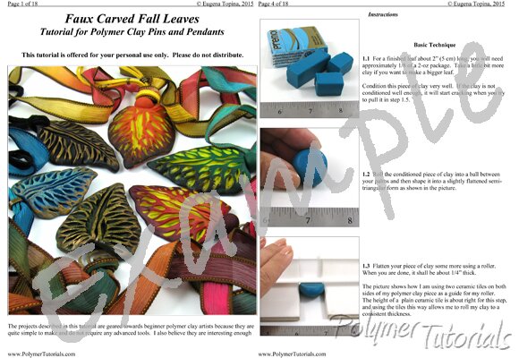 Image for Example Pages from polymer clay tutorial Faux Carved Fall Leaves