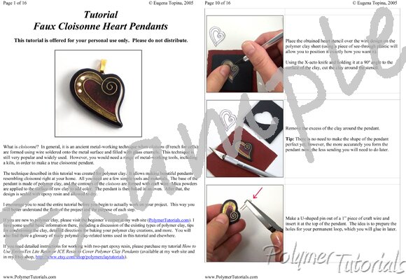 Image for Example Pages from Faux Cloisonne Heart Pendant Polymer Clay Tutorial