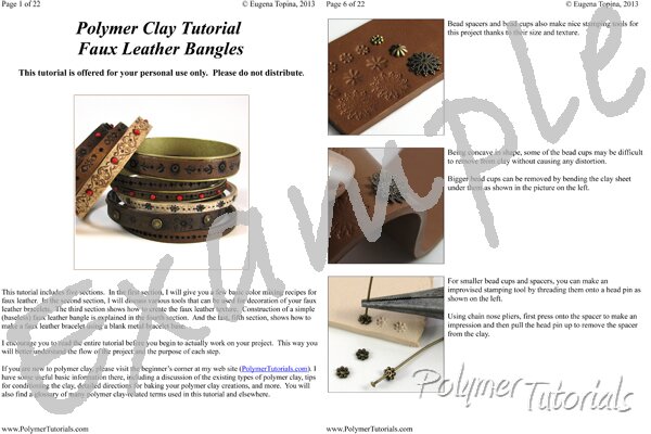 Image for Example Pages from Faux Tooled Leather Bracelets Polymer Clay Tutorial