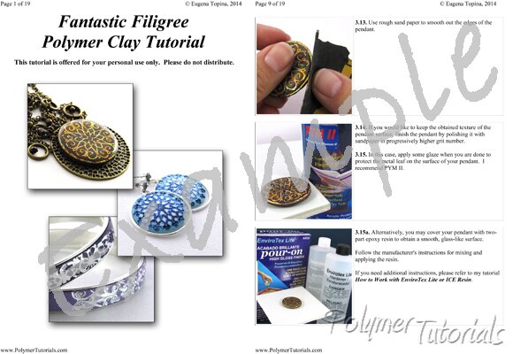 Image for Example Pages from Fantastic Filigree Polymer Clay Pendant, Earrings, Bracelet Tutorial