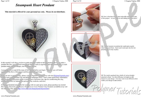 Image for Example Pages from Steampunk Heart Pendant Polymer Clay and Resin Tutorial