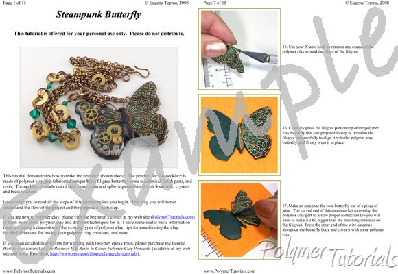 Image for Example Pages from Steampunk Butterfly Necklace Polymer Clay and Resin Tutorial