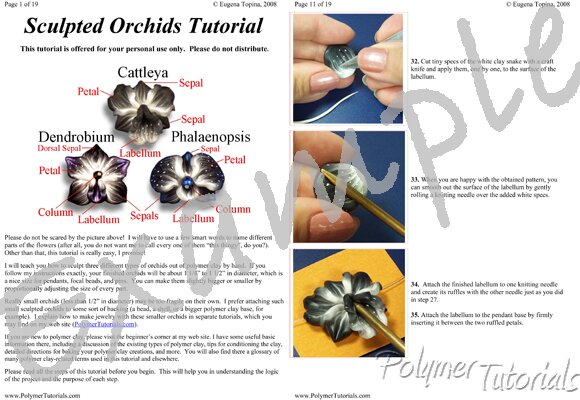 Image for Example Pages from Sculpted Polymer Clay Orchid Beads Tutorial