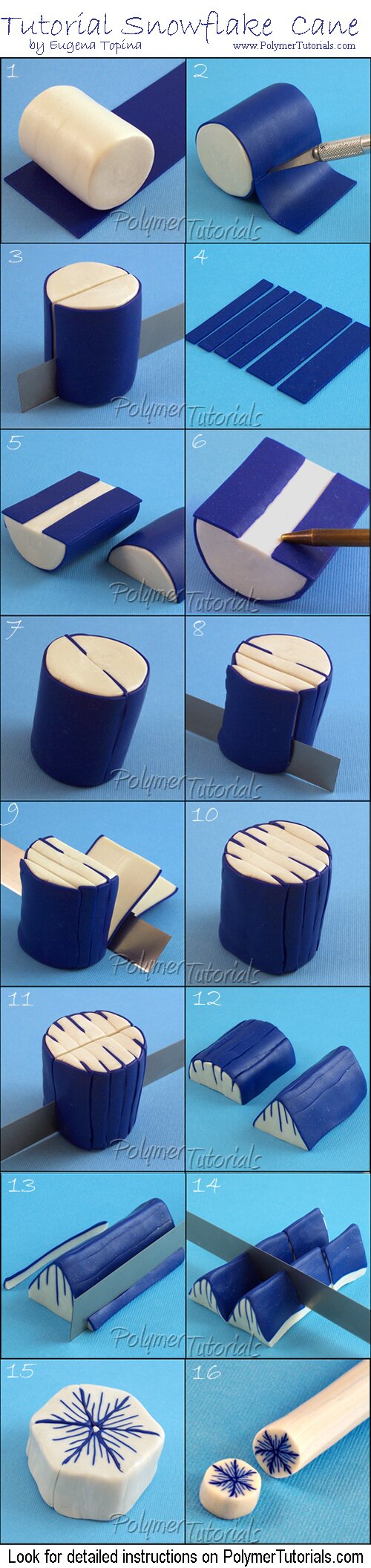 Image for Free Polymer Clay Tutorial Snowflake Cane