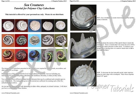 Image for Example Pages from Tutorial Polymer Clay Sea Creatures Cabochons