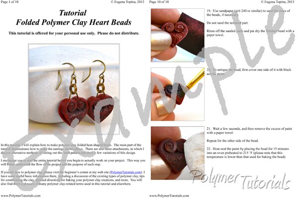 Image for Example Pages from Folded Heart Beads Polymer Clay Tutorial