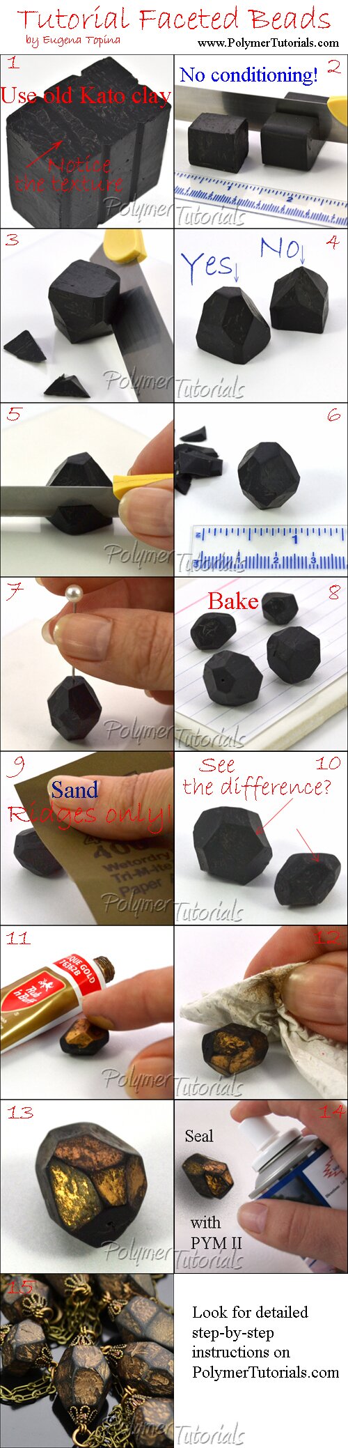 Image for Free Polymer Clay Tutorial Faceted Beads